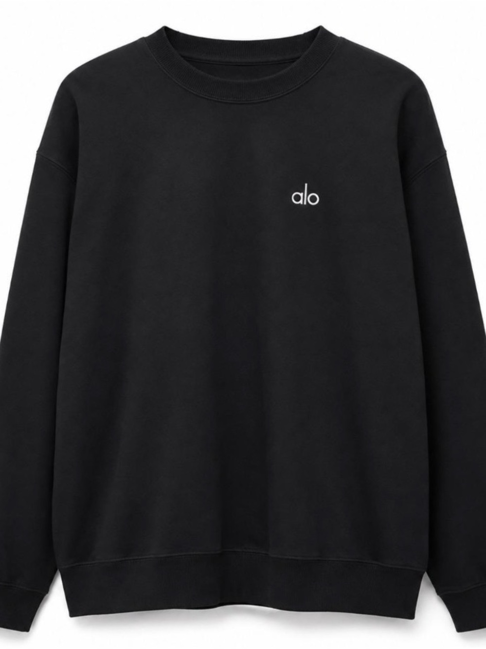 ALO Yoga Woman/Men's Black Crewneck Sweatshirt with Embroidered Logo
